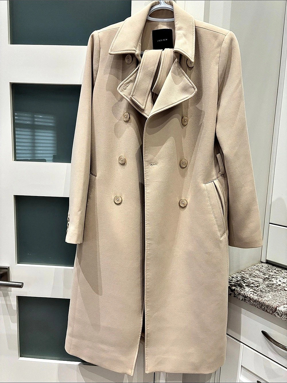 Ever New Double Breasted Trench Coat in Beige Size 4